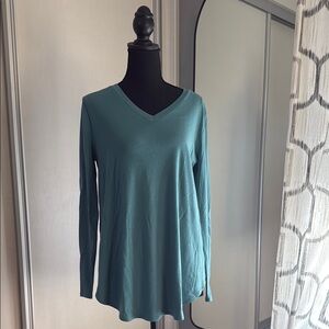 Teal V-Neck Long Sleeve Women's Top